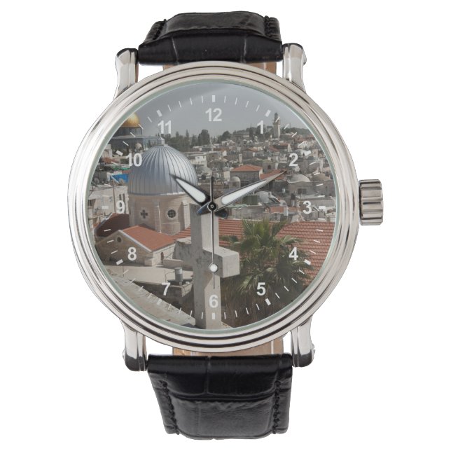 Silhouet van de Oude Stad van Jeruzalem Horloge (Voorkant)