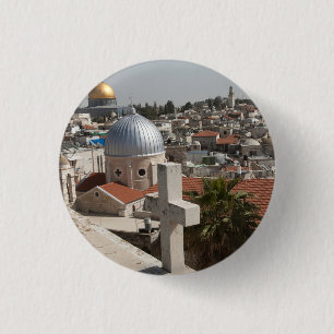 Silhouet van de Oude Stad van Jeruzalem Ronde Button 3,2 Cm