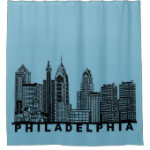 Silhouet van de Philadelphia Skyline Douchegordijn (Voorkant)