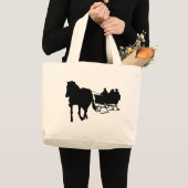 Silhouet van de Sleigh Ride in de winter Grote Tote Bag (Voorkant (product))