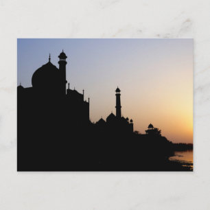 Silhouet van de Taj Mahal bij zonsondergang, Agra, Briefkaart