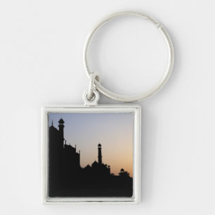 Silhouet van de Taj Mahal bij zonsondergang, Agra, Sleutelhanger