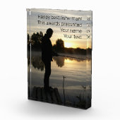 Silhouet van de visser in de ochtend fotoblokken (Rechts)