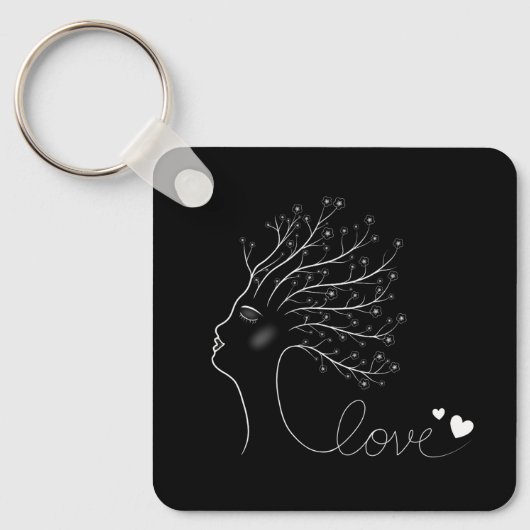Silhouet van de vrouw sleutelhanger (Voorkant)