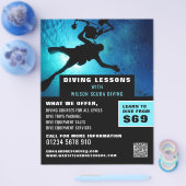 Silhouet van diepzee-duiker, scuba-duikles flyer (Enkel)