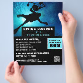 Silhouet van diepzee-duiker, scuba-duikles flyer (Hand)