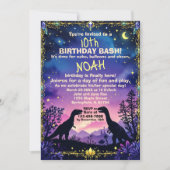 Silhouet van dino met nachtdinosaurusthema kaart (Voorkant)