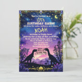 Silhouet van dinosaurus met nachtdinosaurus-thema kaart (Staand voorkant)