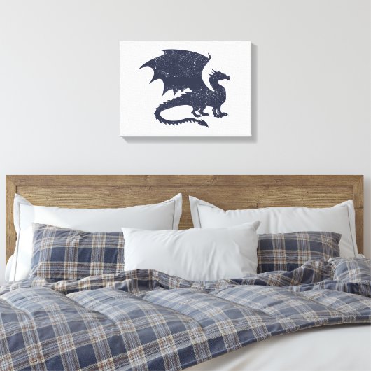 Silhouet van draak - Kies achtergrondkleur Canvas Afdruk (Insitu (Slaapkamer))
