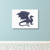 Silhouet van draak - Kies achtergrondkleur Canvas Afdruk (Insitu (Houten vloer))