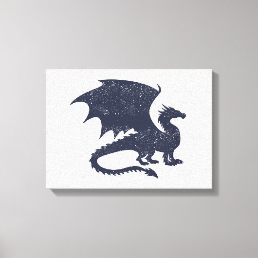Silhouet van draak - Kies achtergrondkleur Canvas Afdruk (Voorkant)