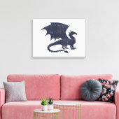 Silhouet van draak - Kies achtergrondkleur Canvas Afdruk (Insitu (Woonkamer))
