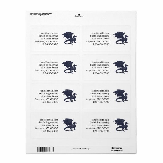 Silhouet van draak - Kies achtergrondkleur Etiket (Full Sheet)