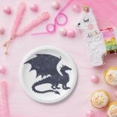 Silhouet van draak - Kies achtergrondkleur Papieren Bordje (Feest)