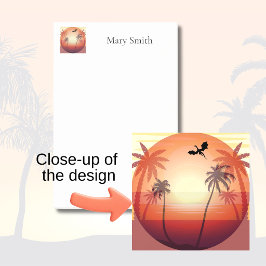Silhouet van draak vliegend over tropisch eiland post-it® notes