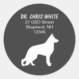 Silhouet van Duitse Herdershond Retouradres Ronde Sticker
