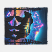 Silhouet van een Beer met Natuur landschap Fleece Deken (Voorkant (Horizontaal))