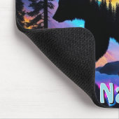 Silhouet van een Beer met Natuur landschap Muismat (Hoek)