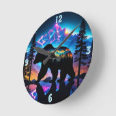 Silhouet van een Beer met Natuur landschap Ronde Klok (Hoek)