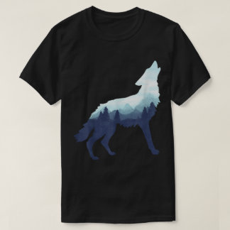 Silhouet van een bergboswolf t-shirt