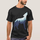 Silhouet van een bergboswolf t-shirt (Voorkant)