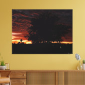 Silhouet van een boom bij schemering canvas afdruk (Insitu (Woonkamer))