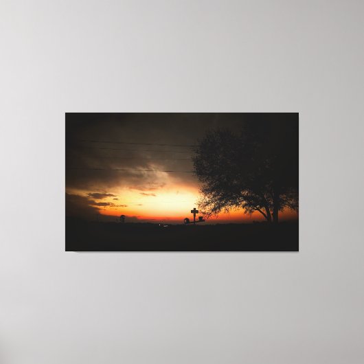 Silhouet van een boom bij zonsondergang canvas afdruk (Voorkant)