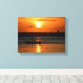 Silhouet van een boot bij zonsondergang canvas afdruk (Insitu (Houten vloer))