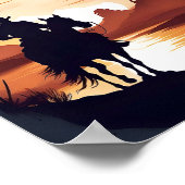 Silhouet van een cowboy te paard in Desert Post Poster (Hoek)