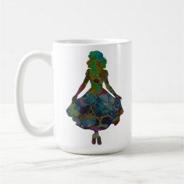 Silhouet van een dame koffiemok