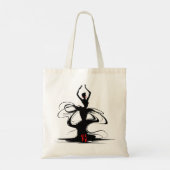 Silhouet van een danser in Red Ballet Pointe Schoe Tote Bag (Achterkant)