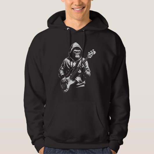 Silhouet van een Gekapte Monkey Bassspeler Hoodie (Voorkant)