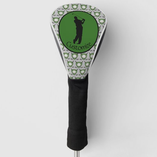 Silhouet van een Golfer Golf Head Hoesje Golfheadcover (Voorkant)