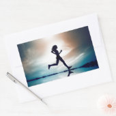 silhouet van een hardloopmeisje rechthoekige sticker (Envelop)