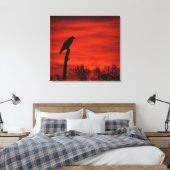 Silhouet van een havik bij zonsondergang canvas afdruk (Insitu (Slaapkamer))