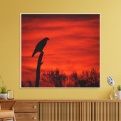 Silhouet van een havik bij zonsondergang canvas afdruk (Insitu (Woonkamer))