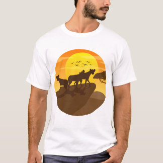 Silhouet van een hyena Savanne Bos Kunst T-shirt