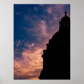 Silhouet van een kerk bij zonsondergang in Rome Poster (Voorkant)