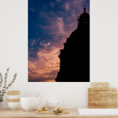 Silhouet van een kerk bij zonsondergang in Rome Poster (Keuken)