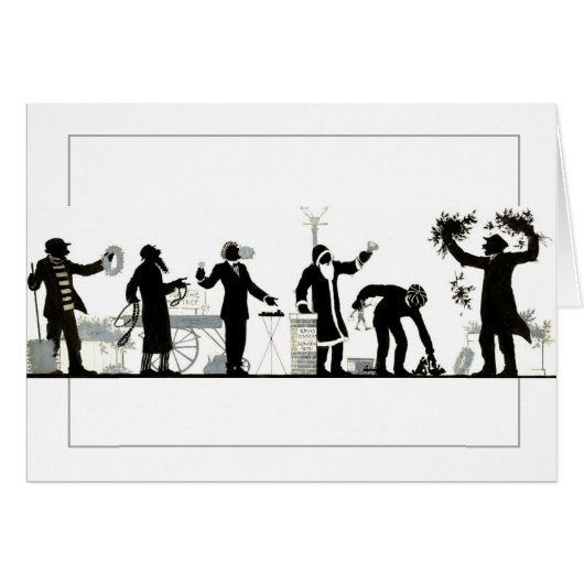 Silhouet van een kerst straat markt (Voorkant Horizontaal)