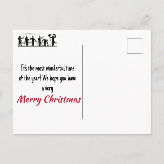 Silhouet van een kerst straat markt briefkaart (Achterkant)