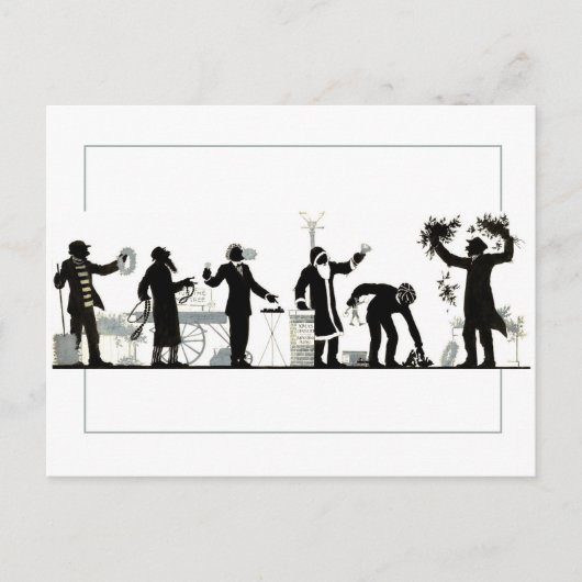 Silhouet van een kerst straat markt briefkaart (Voorkant)