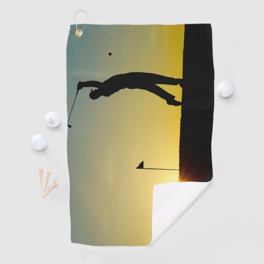 Silhouet van een man spelen golfontwerp Golfhanddo Golfhanddoek (Insitu)