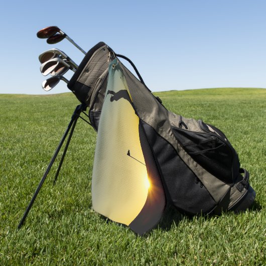 Silhouet van een man spelen golfontwerp Golfhanddo Golfhanddoek (Groen)