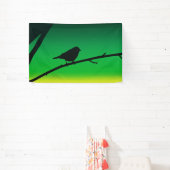 Silhouet van een Mus op Limoneen Spandoek (Insitu)