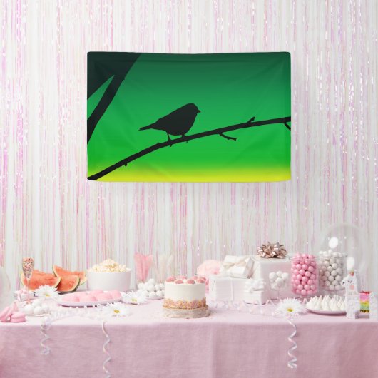 Silhouet van een Mus op Limoneen Spandoek (Feest)