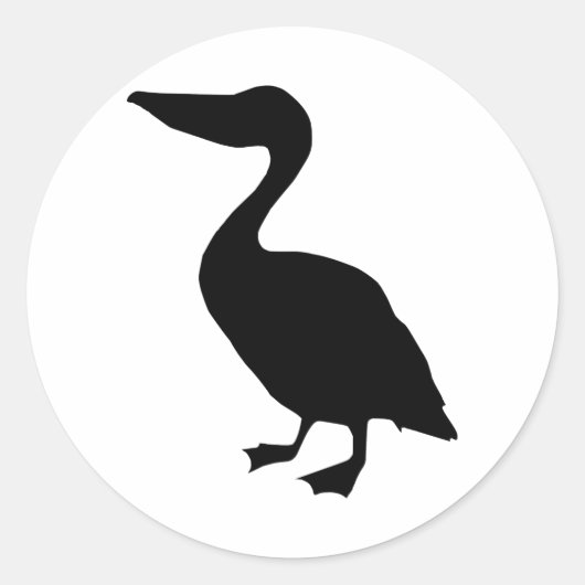 Silhouet van een pelikaan ronde sticker (Voorkant)