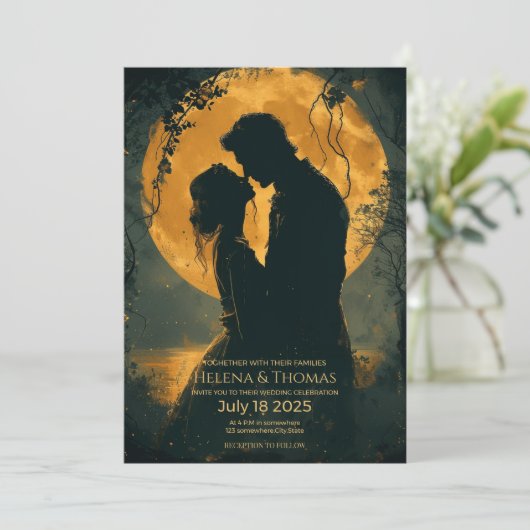 Silhouet van een romantisch stel kaart (Staand voorkant)