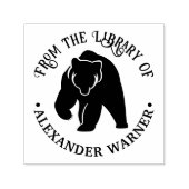 Silhouet van een rustieke beer #2 Ronde bibliothee Zelfinktende Stempel (Design)
