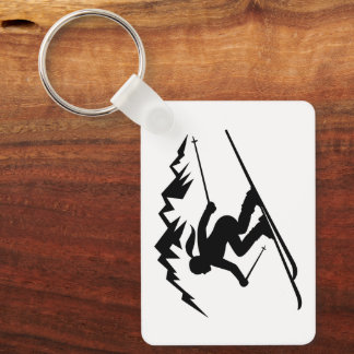 Silhouet van een skiër sleutelhanger